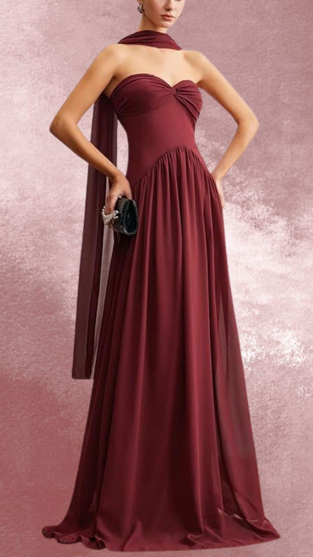 Scarf Detail Lined Evening Dress
